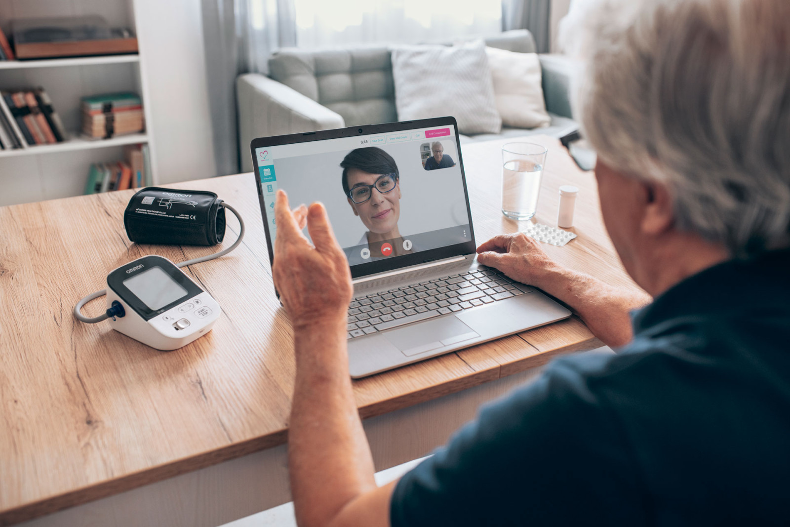 Patient talking to doctor on computer