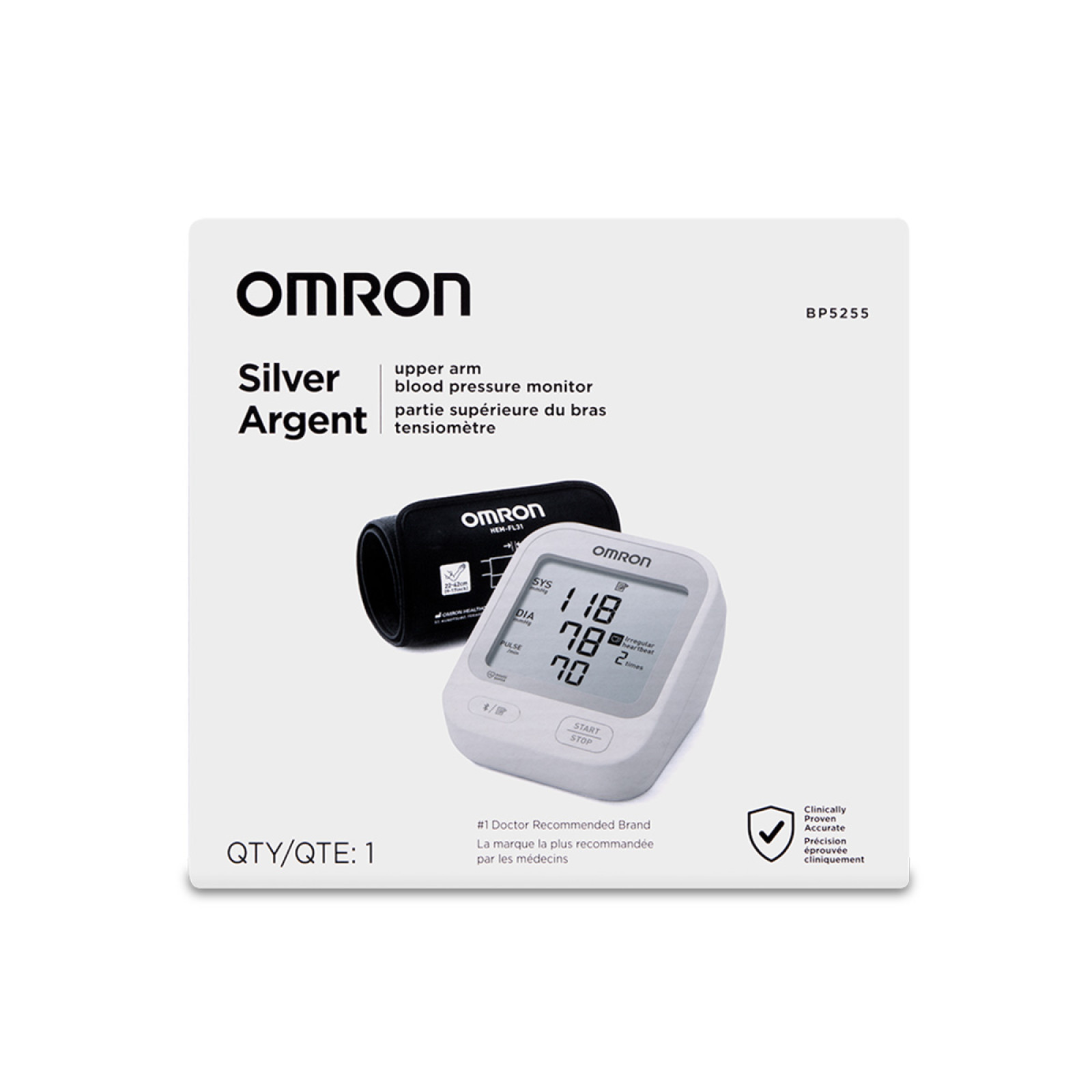 OMRON Silver Upper Arm Blood Pressure Monitor box | OMRON Healthcare