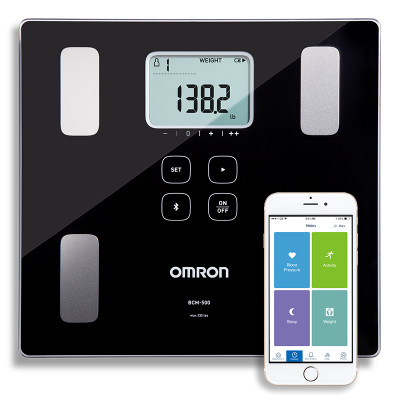 OMRON BCM-500 Body Composition and Scale - hero with phone | OMRON