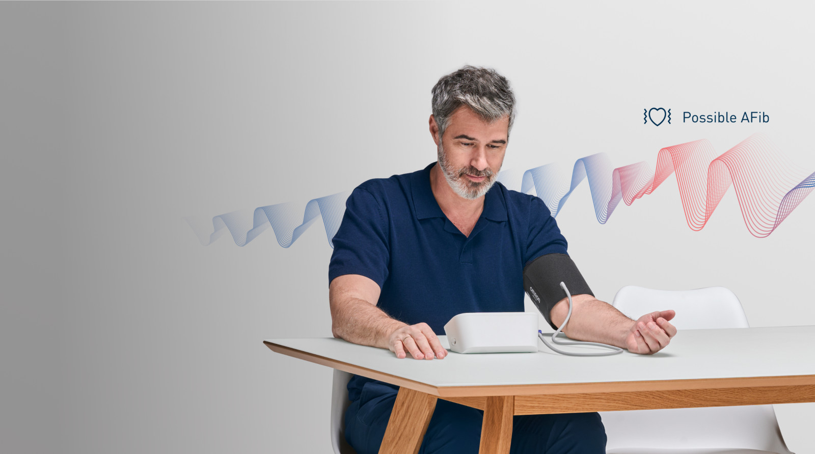 Man taking blood pressure with possible AFib