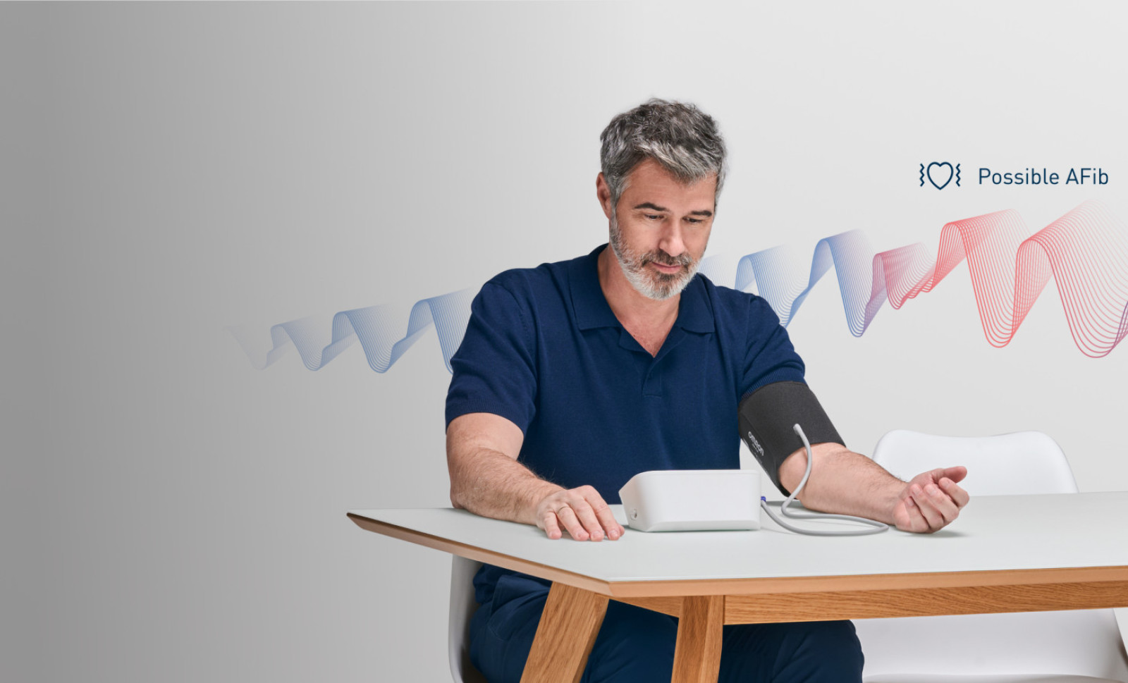Man taking blood pressure with possible AFib