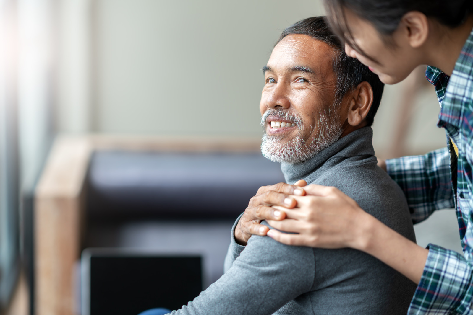 Older Asian father with daughter